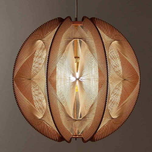 Hängelampe - ASTROFI TRIPLE TWIST  - LAFABLIGHT - Baumwolle / Eiche / Holz