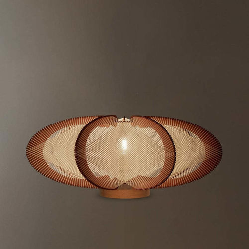 Tischlampe - ETIOLA CROISÉ - LAFABLIGHT - Baumwolle / Eiche / Holz