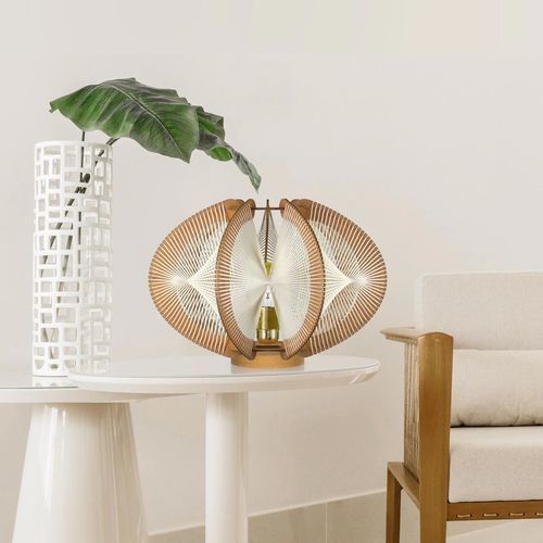 Tischlampe - ECHINO TWIST - LAFABLIGHT - Baumwolle / Eiche / Holz
