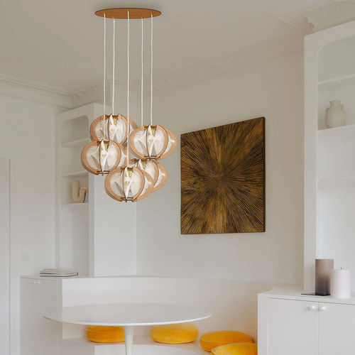 Moderner Kronleuchter - ECHINO TWIST - LAFABLIGHT - Eiche / Holz / Baumwolle