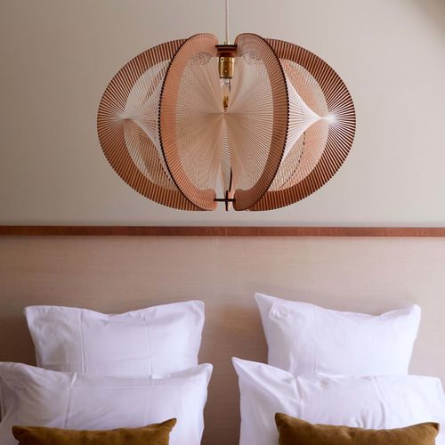 Hängelampe - ECHINO L TWIST - LAFABLIGHT - Baumwolle / Eiche / Holz