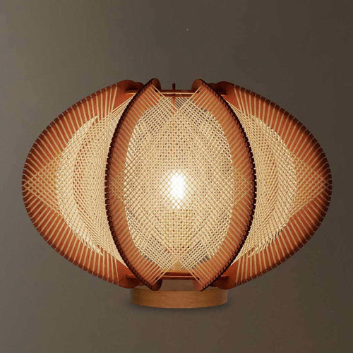 Tischlampe - ECHINO CROISÉ - LAFABLIGHT - Eiche / Baumwolle / Holz