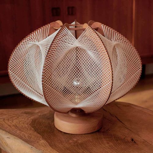Tischlampe - ECHINO TWIST CROISÉ - LAFABLIGHT - Eiche / Baumwolle / Holz