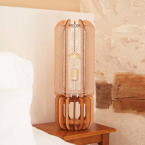 Tischlampe - JEELI M - LAFABLIGHT - Eiche / Baumwolle / Holz