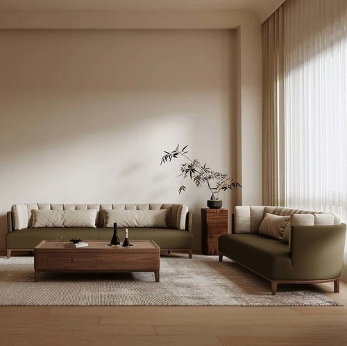 Modernes Sofa - SHAN ZHU  - DASH CASA GROUP CO.LTD - für den Innenbereich / Stoff / amerikanischer Nussbaum