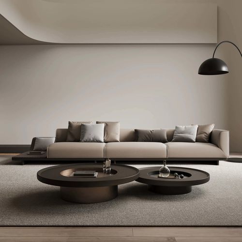 Moderner Couchtisch - CONCENTRIC  - DASH CASA GROUP CO.LTD - Metall / Titan / gebürstetes Metall