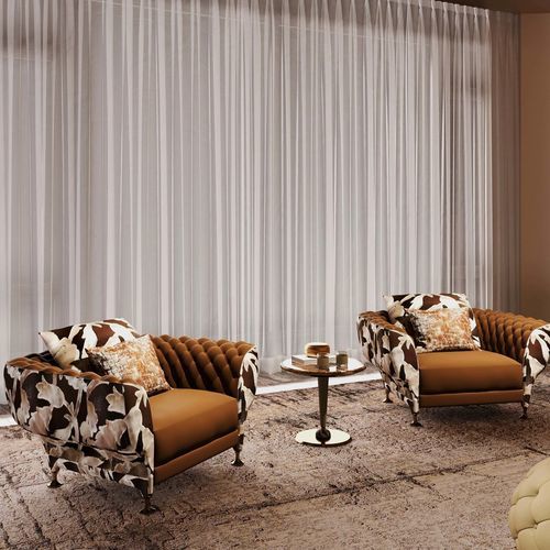 Moderner Beistelltisch - GOLF THEMED  - DASH CASA GROUP CO.LTD - gebürstetes Messing / Leder / Marmor