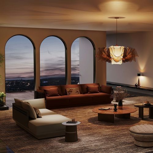 Moderner Beistelltisch - COLOSSEUM ECHO  - DASH CASA GROUP CO.LTD - gebürstetes Messing / Leder / Marmor