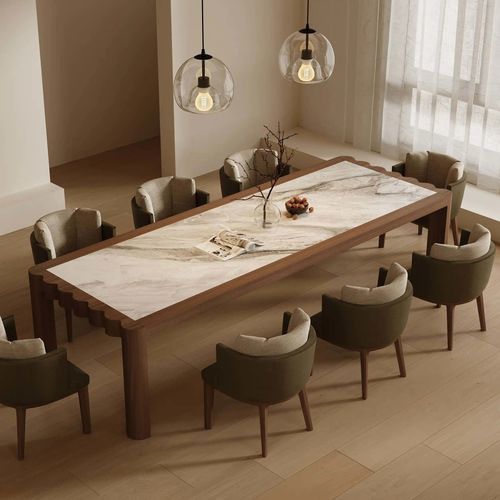 Moderner Esstisch - SHAN ZHU  - DASH CASA GROUP CO.LTD - Massivholz / amerikanischer Nussbaum / Marmor