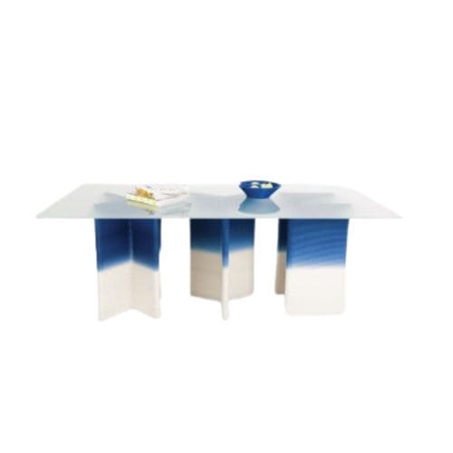 Moderner Tisch - AXIS 01 - BlueCycle - Glas / Gestell aus Kunststoff / vertikal