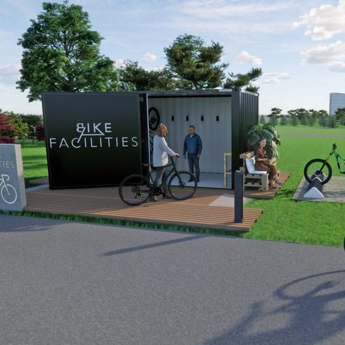 Fahrradunterstand mit Solarpaneel - BF - Manlu - für Elektrofahrrad / recycelbar / Stahl