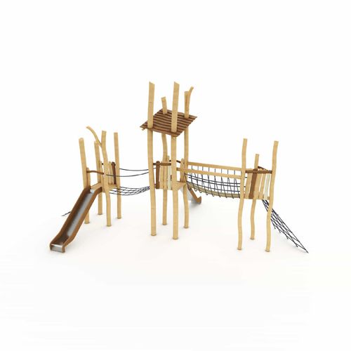 Spielturm für öffentliche Anlagen - RPB2027-N - ASLIPARK ÇEVRE TASARIM VE MÜH. SAN. DIŞ TİC. LTD. ŞTİ (Robiwood) - für Spielplätze / mit Schaukel / mit Kletternetz