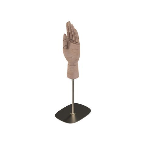 Mann-Hand - FORM040_BS+MLH_RW - Best Mannequins BV - Mode / gebürsteter Edelstahl / Holz