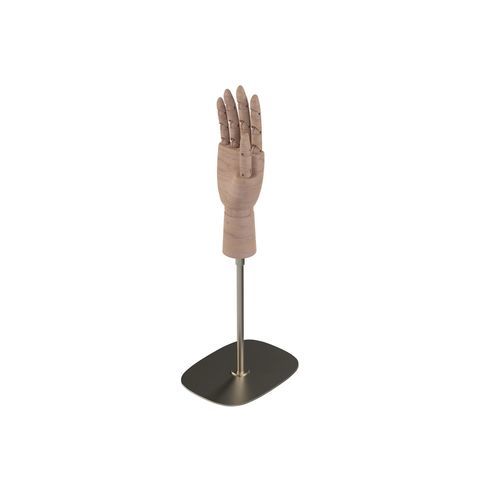 Frau-Hand - FORM040_BS+FRH_RW - Best Mannequins BV - Mode / gebürsteter Edelstahl / Holz
