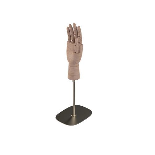 Mann-Hand - FORM040_BS+MRH_RW - Best Mannequins BV - Mode / gebürsteter Edelstahl / Holz