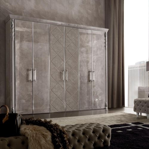 Moderner Kleiderschrank - CHARMANT - benedetti MOBILI - Leder / mit Schwingtür / braun
