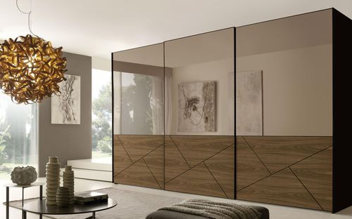 Moderner Kleiderschrank - LUCY - benedetti MOBILI - Holz / Glas / mit Schiebetür