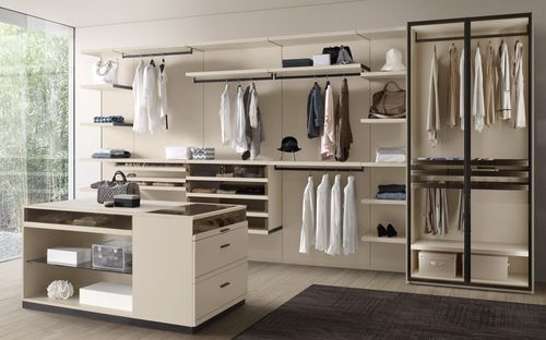 Moderner begehbarer Kleiderschrank - ARIA - benedetti MOBILI - Holz / Glas / mit Schiebetür