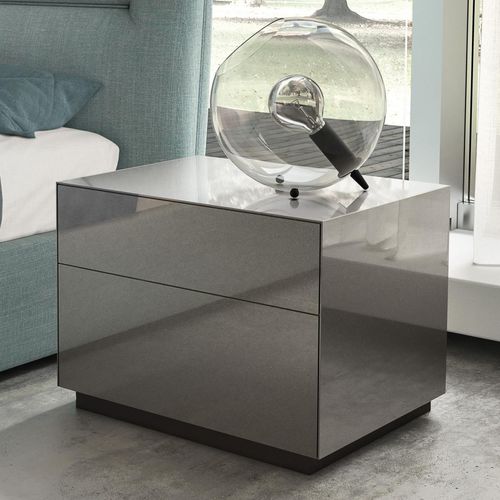 Moderner Nachttisch - Cubo - benedetti MOBILI - Holz / Glas / rechteckig