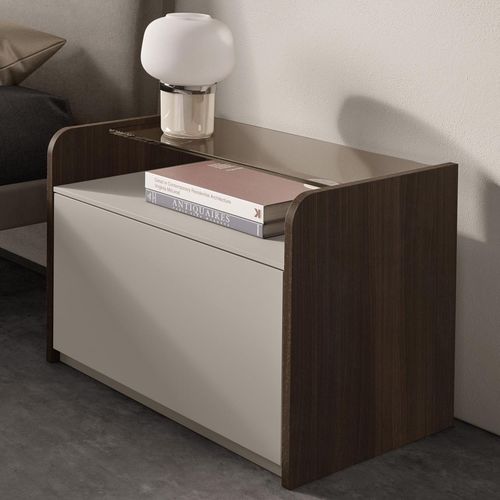 Moderner Nachttisch - Idea - benedetti MOBILI - Holz / Hartglas / rechteckig