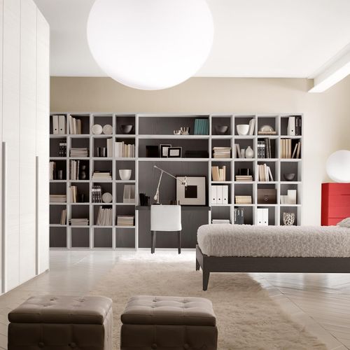 Moderner Schreibtisch - AMICI - WH/GR  - benedetti MOBILI - Holz / gerade / grau
