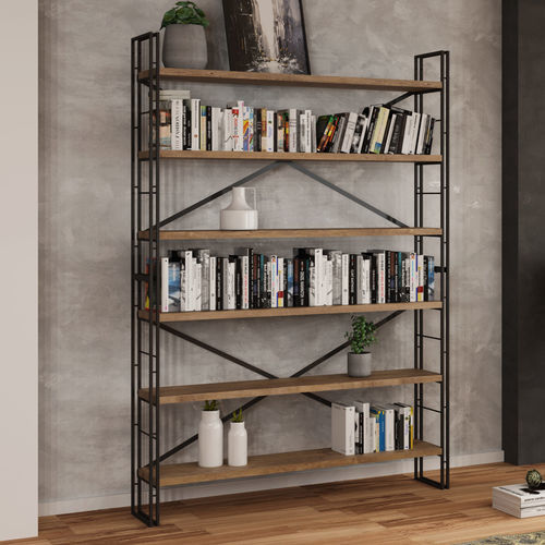 Industriedesign-Bücherregal - LOFT  - REK TUŁAZY Sp. z o.o. - für Gewerbegebrauch / pulverbeschichteter Stahl / geöltes Holz