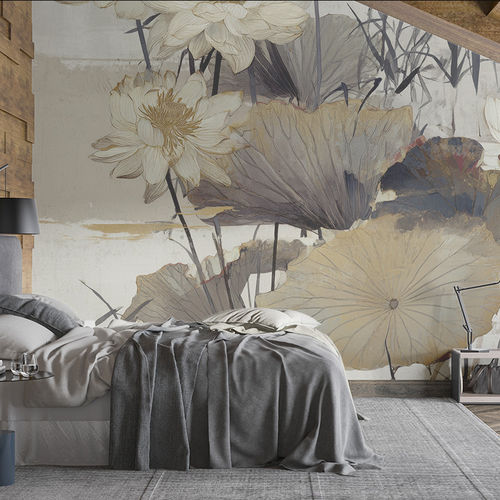 Moderne Tapete - LOTUS WHISPER - jaWalls - Stoff / Motiv / Blumenmotiv