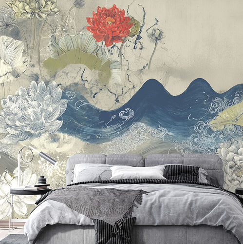 Moderne Tapete - WATER DREAM - jaWalls - Vlies / Blumenmotiv / orientalisches Motiv