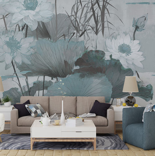 Moderne Tapete - LOTUS WHISPER - jaWalls - Stoff / Blumenmotiv / Naturmotiv