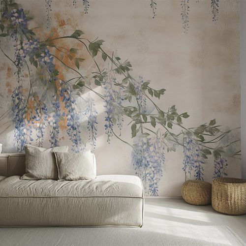 Moderne Tapete - CELESTIAL WISTERIA - jaWalls - Vlies / Blumenmotiv / Blumenmotive