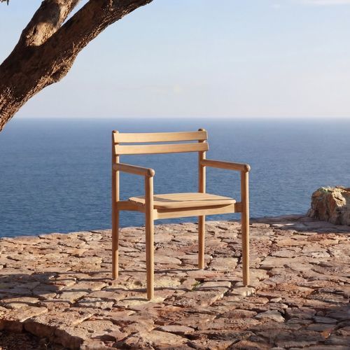 Moderner Sessel - VADIM - TICKET FOR THE MOON - Teakholz / Teakholz / beige