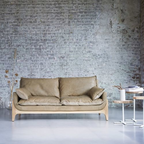 Vintage-Sofa - WOODNEST - Tikamoon - für Wohnzimmer / Leinen / Leder