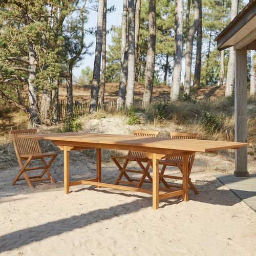 Moderner Esstisch - CAPRI - Tikamoon - Akazie / rechteckig / versenkbar