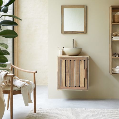 Einzelwaschbeckenunterschrank - LILA - Tikamoon - wandhängend / Akazie / modern
