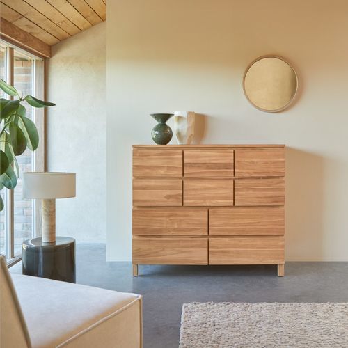Moderne Kommode - MILANO - Tikamoon - Teakholz / mit Stauraum / mit Schublade