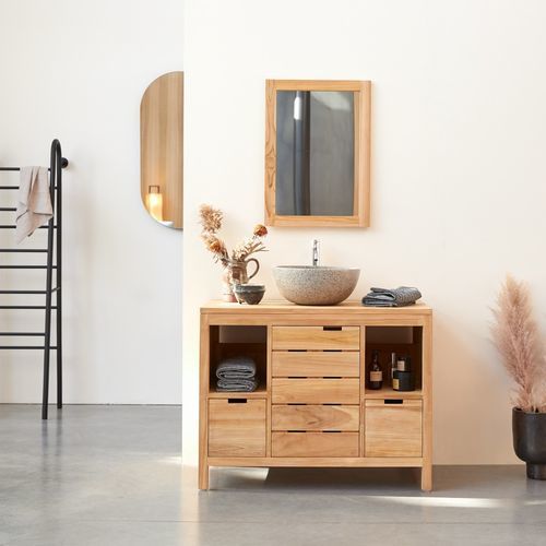 Einzelwaschbeckenunterschrank - SERENA - Tikamoon - freistehend / Metall / Teakholz