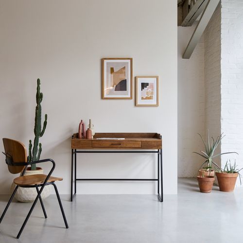 Bodenstehender Schreibtisch - HEDDA - Tikamoon - modern / Metall / Massivholz
