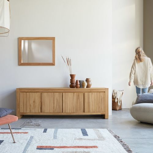 Sideboard / minimalistisches Design - EDEN - Tikamoon - Massivholz / Teakholz / mit Regal