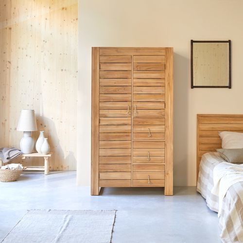 Moderner Kleiderschrank - MINIMALYS - Tikamoon - Teakholz / mit Schwingtür / für Schlafzimmer