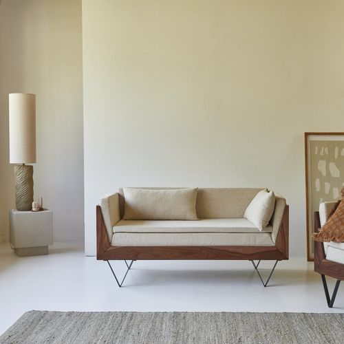 Sofa / minimalistisches Design - METRIC - Tikamoon - für Wohnzimmer / Stoff / Palisander