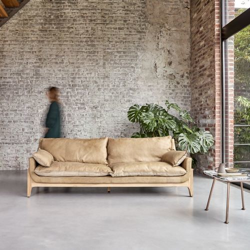 Modernes Sofa - WOODNEST - Tikamoon - für Wohnzimmer / Textil / Leinen