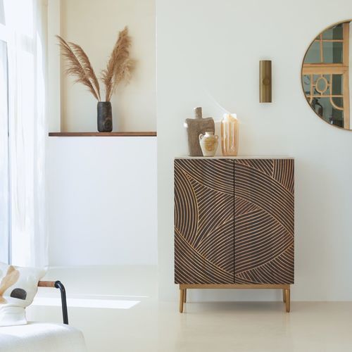 Moderne Truhe - BILAL - Tikamoon - Messing / Holz / Terrazzo