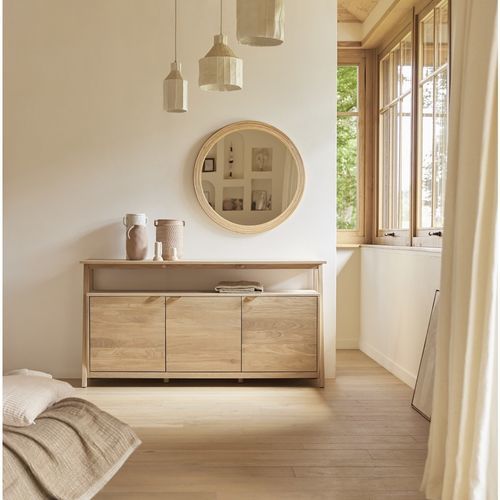 Sideboard / skandinavisches Design - POLA - Tikamoon - Massivholz / Eiche / mit Regal