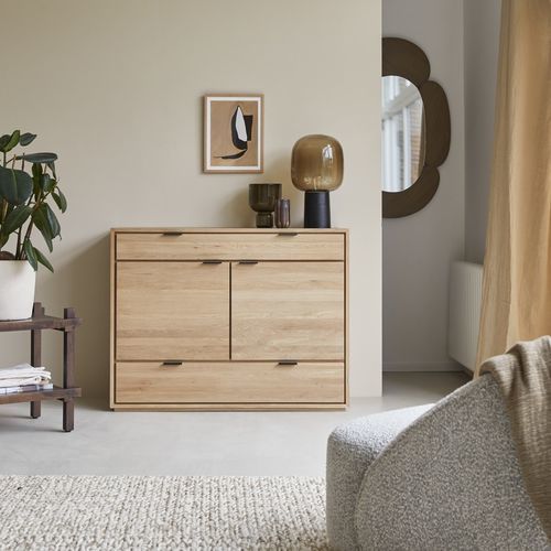 Modernes Sideboard - SENSON - Tikamoon - Massivholz / Eiche / mit Regal