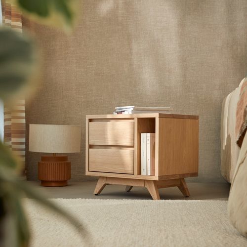 Nachttisch / skandinavisches Design - ESM&Eacute;E - Tikamoon - Nussbaum / Eiche / Gestell aus Eiche