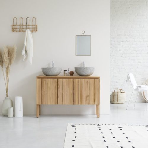 Doppelter Waschbeckenunterschrank - JILL - Tikamoon - freistehend / Teakholz / modern