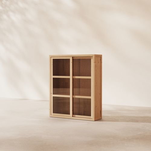 Moderner Vitrinenschrank - HEIDI - Tikamoon - freistehend / Eiche / Glas