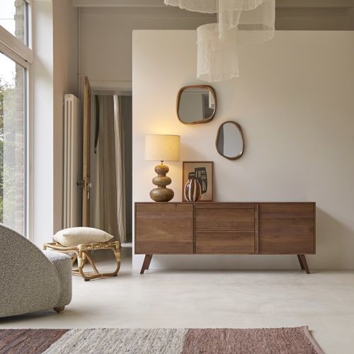 Modernes Sideboard - NIELS - Tikamoon - Akazie / Sperrholz / mit Schubladen