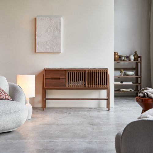 Moderner Konsolentisch - ISAURE - Tikamoon - Holz / Nussbaum / Marmor