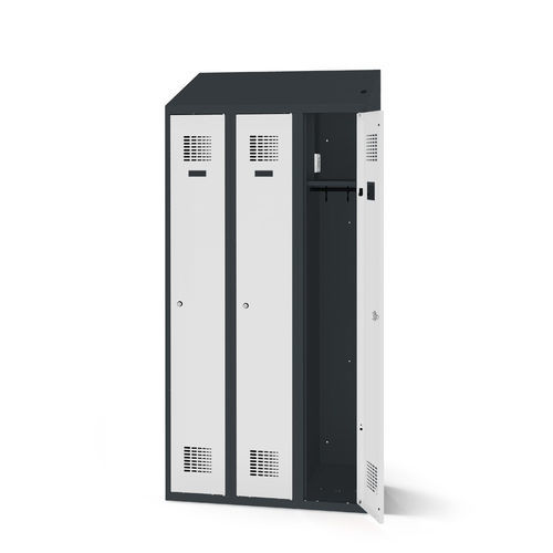 Garderobenschrank / pulverbeschichteter Stahl - 1180-030100-0901112_V.437 - Lockeel - für Gewerbegebrauch / für Sportanlage / mit Ladestation für Smartphone und Tablet